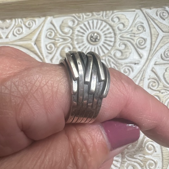 Artisan Modern Wide Chunky Sterling Silver Band Ring Solid Size 9 - Picture 2 of 16